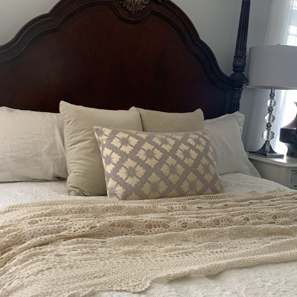 Vintage Hand Crochet Lace Bedspread Coverlet Afghan table cover blanket‎ cream - Picture 15 of 16
